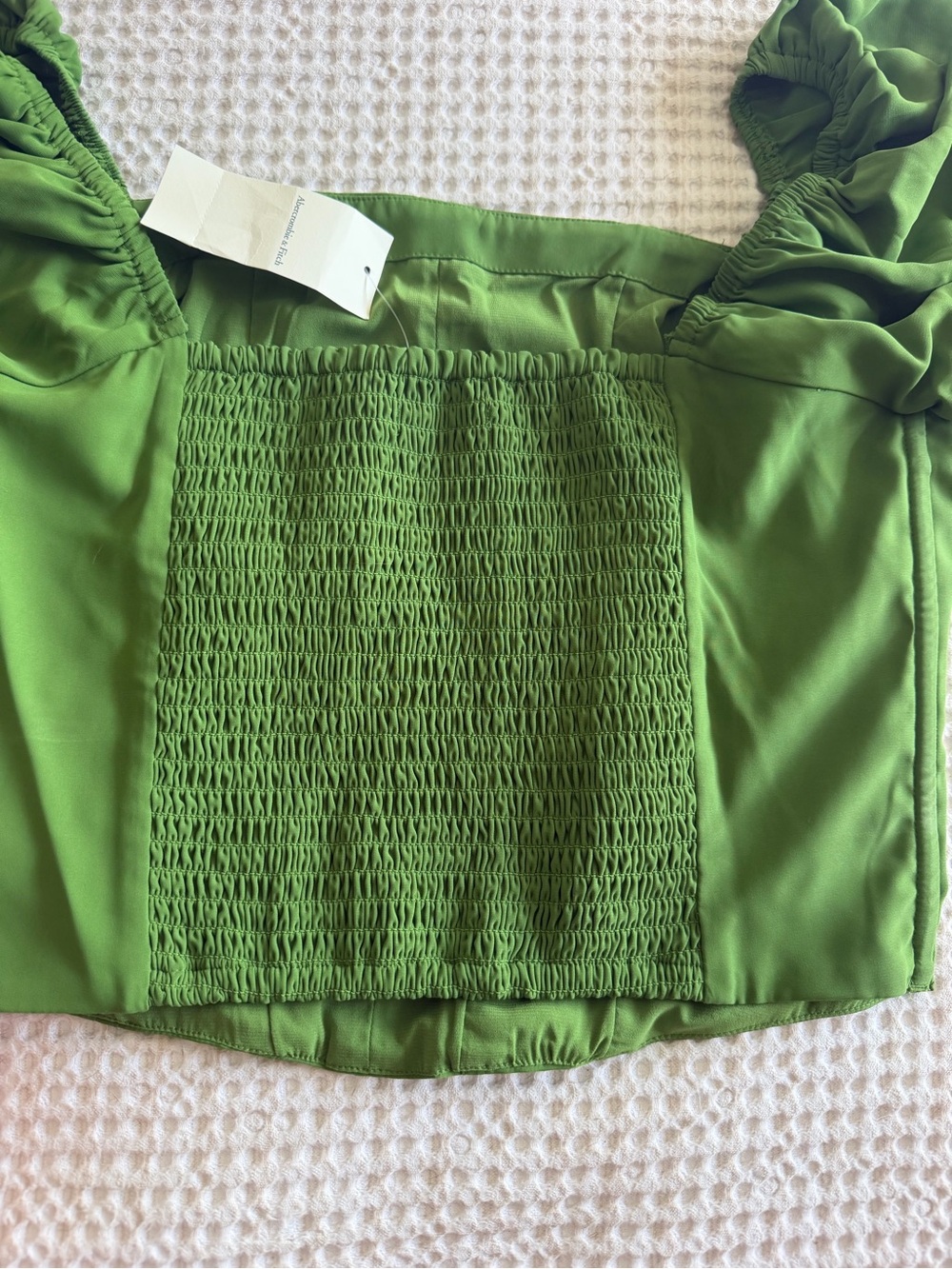Abercrombie & Fitch Olive Green Puff-Sleeve Corset Blouse - Picture 4 of 5